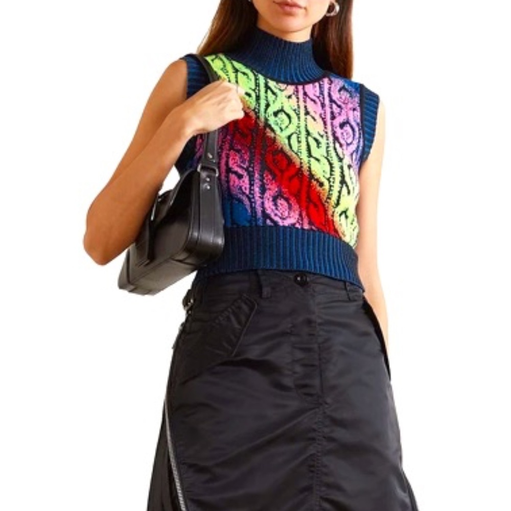AGR Cropped jacquard-knit merino wool vest